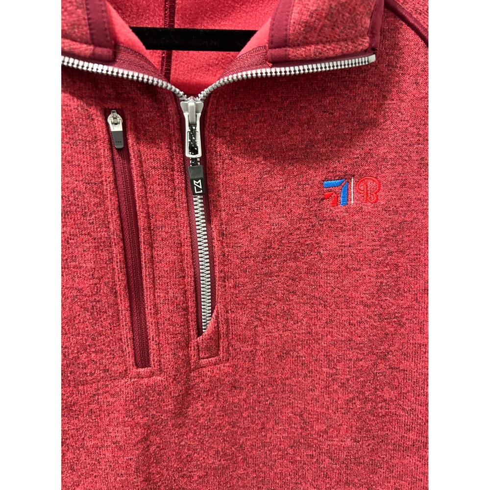 Cutter & Buck Mens Medium Heather Red Quarter Zip Fleece Pullover Sweater Medium - Picture 2 of 10
